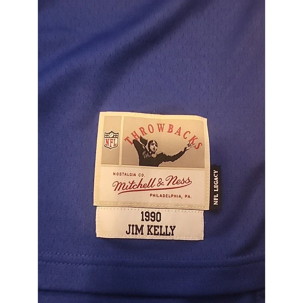 Men's Jim Kelly 1990 Mitchell & Ness Buffalo Bills Throwback Jersey Size 36 (S)